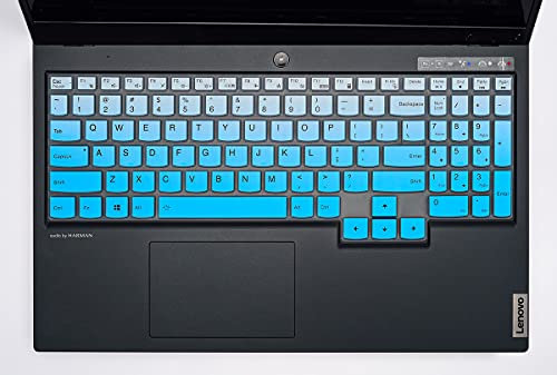 Tastaturschutz für Lenovo Legion 5 5i 5p 5pi 15,6 Zoll und 17,3 Zoll Gaming-Laptop, Lenovo Legion 3i Gaming-Tastatur, Zubehör (schrittweise blau + transparent), 2 Stück