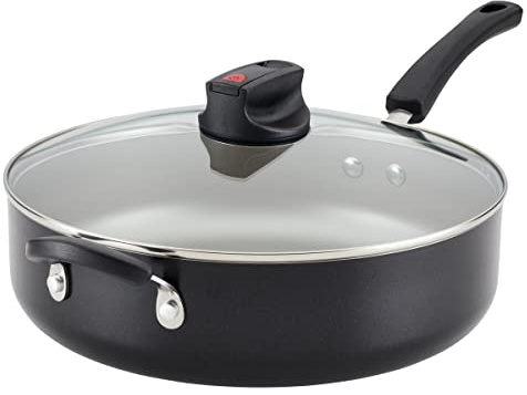 Farberware Smart Control Nonstick Jumbo Cooker/Saute Pan with Lid and Helper Handle, 6 Quart, Black