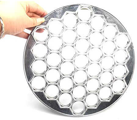 Russian Ravioli Maker 37 Holes Dumpling Maker Mold, Kitchen Pelmeni Metal Mold Aluminum Alloy Dumpling Maker Machine Pie Ravioli Mould (silver)