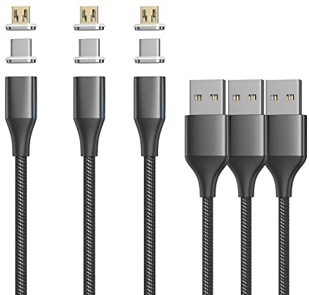 N. NETDOT Gen10 Magnet-Ladekabel [1m, 3er Pack] – Schnellladen & Datensync über USB-C und Micor USB Magnetisches Ladekabel, Kompatibel mit Smartphones, Kopfhörern u.v.m.