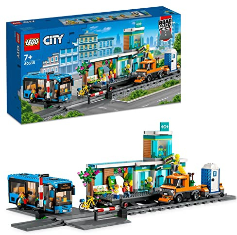 LEGO City Snabbtåg Radiostyrt Leksakståg med Fungerande Framljus, Byggsats med 24 Tågspår-bitar och 6 Minifigurer, Modellbyggsats, för Barn från 7 år 60335