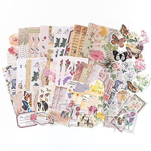 Aldieco - Confezione di 260 adesivi vintage per scrapbooking, fai da te, accessori per scrapbooking, decorazioni fai da te, accessori per album di ritagli, fiori Washi Paper Sticker (hualuokongshan)