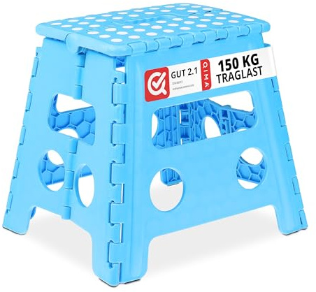 Relaxdays Klapphocker faltbar, Camping Hocker, Kinder Badhocker, bis 150 kg, Kunststoff, HxBxT: 30 x 37 x 29 cm, blau