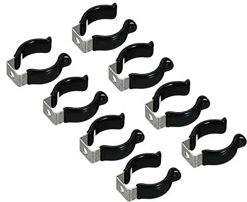 sourcing map 8Stk. T8 U Clips Halterung LED-Lichtstreifenclips Schwarz | Rohrschellen Edelstahl Led Streifen Clips Rohrschellen für Leuchtstoffröhrenhalter