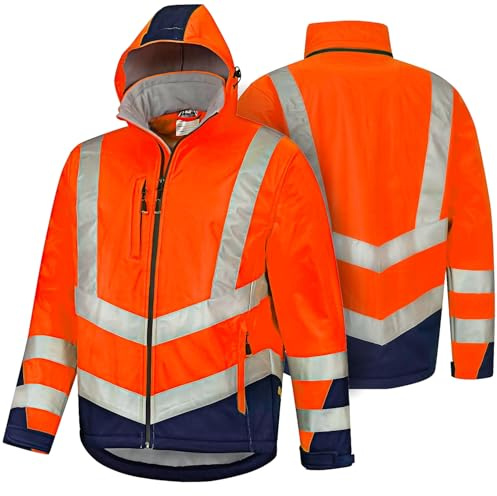 Safetytex Warnschutz Softshelljacke winddicht wasserdicht | Atmungsaktiv, hoch sichtbar, wetterfest, strapazierfähig, komfortabel, ideal für Arbeit, Baustelle und Outdoor-Einsatz