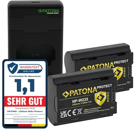 PATONA Set - 2X Protect NP-W235 Akku 2600mAh mit PD Dual Ladegerät USB-C | Schnellladung ab 20W Netzteil, kompatibel mit Fujifilm XT4 XT5 X-H2 GFX 50SII 100II, Battery mit NTC-Sensor & Schutzgehäuse
