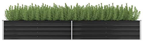 Chusui Garten-Hochbeet, Pflanzkübel, Kräuterbeet, Hochbeete-kit, Schneckenzaun, Pflanztrog, Pflanzgefäße, Pflanzfolie Für Hochbeet,Teichbecken, Anthrazit 320 x 80 x 45 cm Verzinkter Stahl