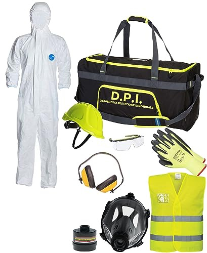 Kit Safemax con DPI dispositivi di protezione individuale di maggior utilizzo in borsone, prodotti vari per la protezione personale