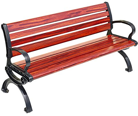 TUDERE Gartenbank Parkbank, Aluminium-Parkbank mit Rückenlehne & Armlehnen,Outdoor Sitzbank für 2-3 Personen(150cm/59in,A)