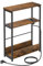 VASAGLE Beistelltisch schmal, Nachttisch mit Ladefunktion, Couchtisch klein, 3 Ablagen, Zeitschriftenhalter, für Wohnzimmer, Schlafzimmer, Arbeitszimmer, vintagebraun-tintenschwarz LET335K02