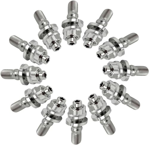 RISON-Titanium 12 Set Titan Stehbolzen für Auspuffkrümmer M8 M10, Auspuffkrümmerbolzen Mutter Kit, Auspuffkrümmer-Flanschmuttern Stiftschrauben Abgaskrümmer für Auspuffanlagen PKW Motoren Geeignet