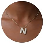 Halora Bubble Letter Necklace Gold, Kette Halskette Mit Buchstaben Anhänger Gold Initial Necklace N Schmuck für Damen