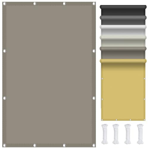 Sonnensegel Nach Maß mit Ösen 1.4 x 3.4 m Sonnensegel mit Ösen Nach Maß, Wasserdicht 98% UV Schutz inkl Befestigungsseile für Garten Terrasse, Taupe