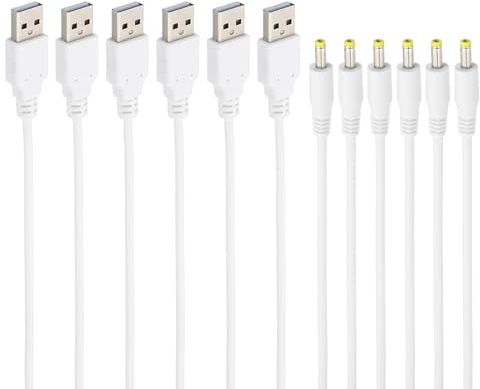 PATIKIL Cavo Alimentazione 3ft Usb 2.0 Maschio a Dc 4,0x1,7 mm Jack Cilindrico, 6pz Cavo Ricarica Connettore 24Awg per Tablet, Laptop, Dispositivi Elettronici Comunicazione, Bianco