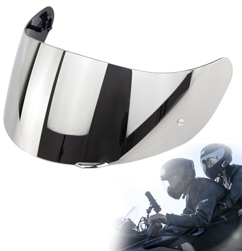Tadpolez 1 st motorcykelhjälmvisir, hjälmlinsvisir, ersättningsvisir lins, motorcykelhjälm vindskydd, för AGV K1 K3 SV K5 K5‑S visir (silver)