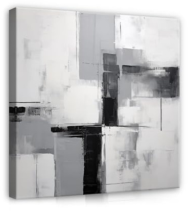 WallArena Leinwand Bilder 40x40 cm | Abstrakt grau Kunst, Leinwandbilder, Bild auf leinwand, Format: 40x40 cm (BxH) - einteilig auf Canvas Leinwand. Das
