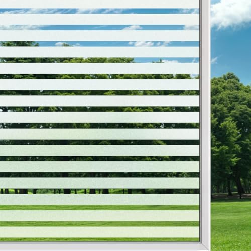 Mgood Pellicola per Vetri Finestre 75cm x 200 cm, Motivo a Strisce Pellicola per Satinata Decorativi Statico Pellicole Oscurante per Vetri Privacy per Ufficio Casa, Strisce Medie