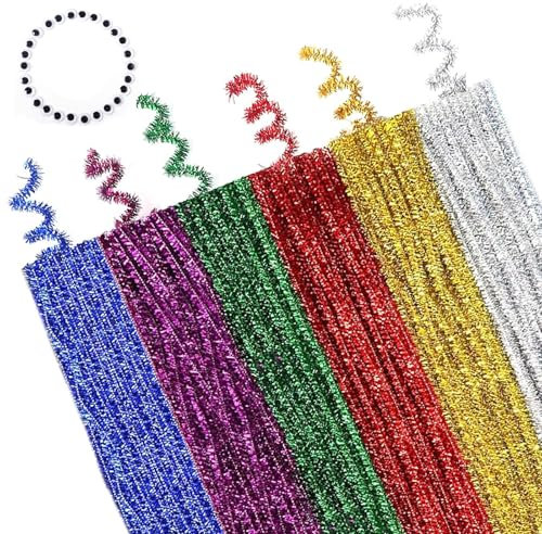 Limpiapipas Manualidades, Jisrcha 300 Piezas Limpiapipas de Colores, Chenilla Manualidades, 30cm Limpia Pipas para Proyectos Creativos Infantiles DIY Y Manualidades Decoración Navidad(Destello)