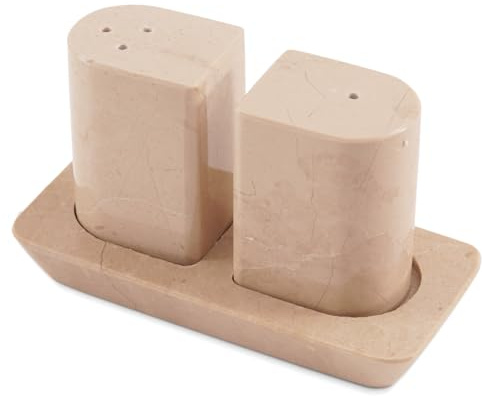 Radicaln marmor salt- och pepparset med bricka 8,9 cm Verona handgjord för köksinredning – pepparkvarn, salt- och pepparkvarn, saltkar för kök – salt och peppar