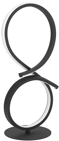 EGLO LED Nachttischlampe Serpins, geschwungene Tischlampe | Zimmer Deko Wohnzimmer, Nachttischleuchte aus Metall in Schwarz und Kunststoff in Weiß, warmweiß, H 40,5 cm