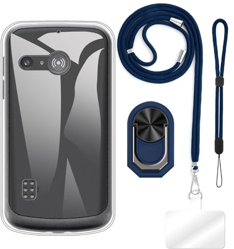 TPU Phone Case Combo with Wrist Strap, Lanyard, Ring Holder Compatible with Doro 1880 4G, Shockproof Slim Cover, Hands-Free, Adjustable, Durable