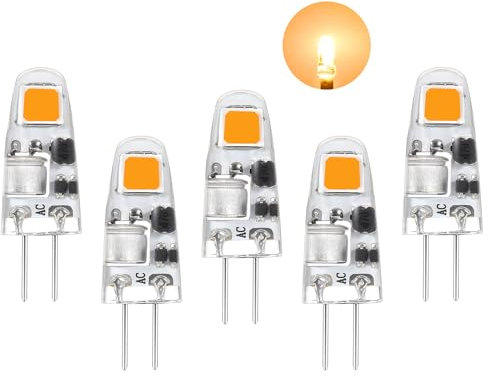 I-SHUNFA G4 LED Lampen Warmweiß 2700K,AC/DC 12V Led Leuchtmittel g4,0.5W ersetzt für 5W-10W Halogenlampen,90LM Nicht Dimmbar,Energie Sparen LED Mini Glühbirnen,Kein Flackern,5er pack