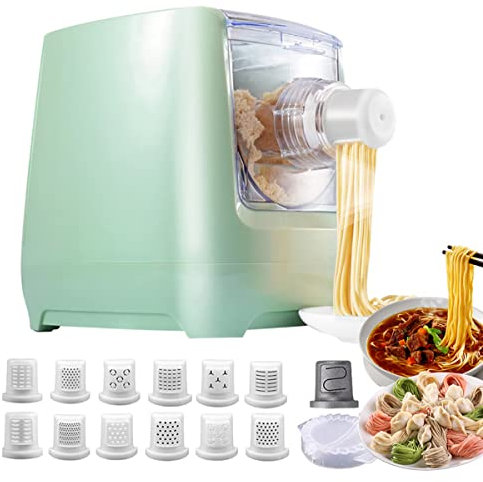 Electric Pasta Maker, 260W Automatic Noodle Press Machine - 2 in 1 Kneading and Making Noodles Machine with 13 Molds - for Spaghetti, Noodles, Dumpling Skin