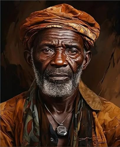AfrikaMalen Nach Zahlen Erwachsene Bastelset, Paint by Numbers Alter Mann Malen Nach Zahlen Anfänger,DIY Ölgemälde Leinwand Set mit 3 Set Pinsel und Farbe, Zimmer Deko 80x100cm,Geschenk