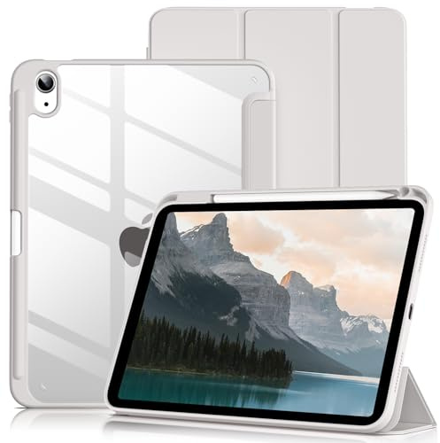 Lsmmpoba Hülle für iPad (A16) 11. Generation/iPad 10. Generation, Grau | Für Modell 2025/2022 11/10.9 Zoll mit Stifthalter, Stoßfeste Schutzhülle mit transparenter Hartschale auf der Rückseite