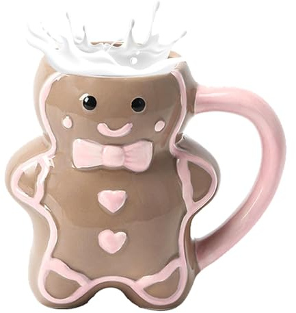 Taza de cerámica navideña con bonitos dibujos animados, taza de hombre de jengibre, taza de leche de cerámica, tazas de hombre de jengibre, taza de desayuno para café, té, chocolate caliente, agua, ap