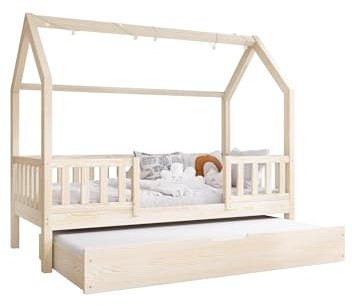Profiwood Portia TOP BIS2 Kiefer Etagenbett mit Schublade mit Schlaffunktion und Eingang in der Mitte (80x160 cm)