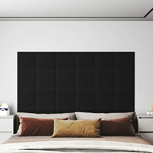 Sufrk Panneaux muraux 12 pièces noirs 30 x 30 cm en tissu 1,08 m², panneaux muraux 3D, autocollants, imperméables