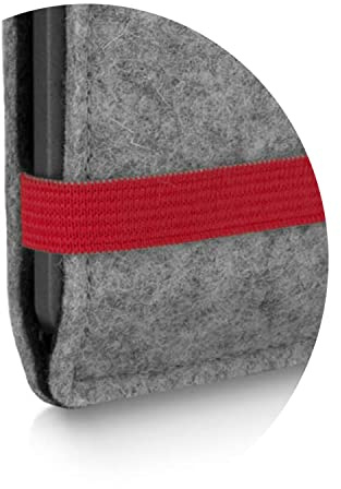Stilbag Buchhülle aus Woolfilz | Passgenau angefertigt Buchschutz | Gotteslobhülle mit Namen | Personalisierte Buchhülle aus Woolfil-hellgrau - rot