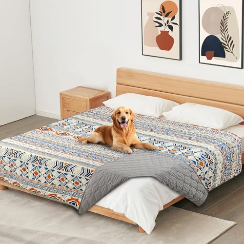 YOSEPATI 100% Manta Impermeable de Doble Cara para Perro, Manta Bohemia para Cama de Perro, Protector de Muebles de sofá para Cachorros, Gatos y niños, Lavable y Reversible