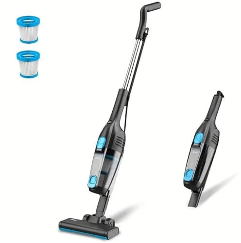 SLAHAJ Aspirapolvere auto Mini Aspirapolvere Aspirapolvere verticale senza sacchetto ultraleggero con filo, aspirazione da 15 KPa per pavimenti duri/tappeti/peli di animali domestici/auto(R6X Blue)