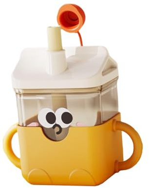 Wmqbjta Bicchiere con Beccuccio per Neonati con Doppio Manico, Adatto per Acqua, Capacità 295 Ml (10), per Bambini E Bambine Dai 12 Mesi in Su, Giallo, Taglia unica