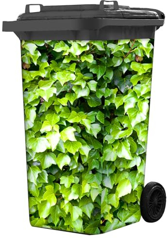 Nezyo 4 Sheets Wheelie Bin Stickers 240L PVC Waterproof, Ivy Green Leaves | Full Coverage for Waste Bins, Waterproof Outdoor Use, Easy Peel and Stick, Fade Resistant Garden Decor for Trash Cans
