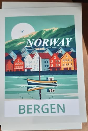 Bergen Norwegen Souvenirs Travel Holyday Postkartenpapier, glänzend, 220 g/m², Postkarte oder Mini-Poster, Größe 12,7 x 17,8 cm