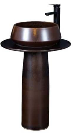 Lavabos De Pedestal Lavabo de pedestal de cerámica de estilo industrial de lujo ligero, lavabo de pie integrado, lavabo de pedestal artístico for balcón, lavabo de mesa Lavabos De Pedestal Para Baño