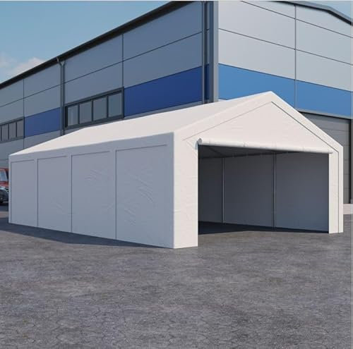 Magna One 4x8 m Lagerzelt PE 240g/m² – wasserdichtes Zelt mit verzinktem Stahlgestänge, 2 m Seitenhöhe, Reißverschlusseingang beidseitig, modulare Seitenteile, Zeltgarage Gerätehaus