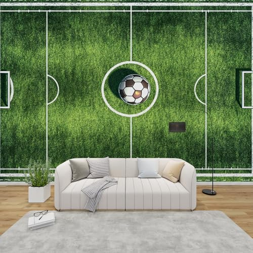 AevuCub Football Field Wallpaper for Living Room - Sports Wall Murals for Bedrooms, Boys Wall Art, Non-Woven Photo Wallpaper 3D Effect, 100x70 cm