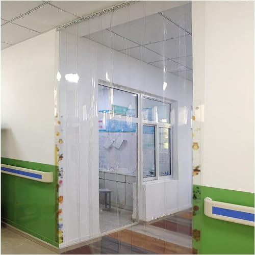 Transparenter PVC-Streifenvorhang, verstellbar, wasserdicht, Türteiler für Lager und Garage, aufrollbare Trennwand für Geschäfte und industrielle Nutzung (1,2 x 2 m)