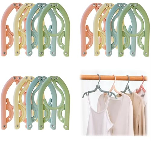 Armo® - Confezione da 12 grucce pieghevoli da viaggio per vestiti, camicie, vestiti, cappotti, appendiabiti portatili