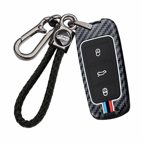 ontto Cover Luminosa in Silicone per Chiave Auto Adatta per VW Passat B6 CC 3C B7 (Solo Keyless Go) Custodia per Chiavi Strutturata 3 Tasti Copertura Chiave Telecomando