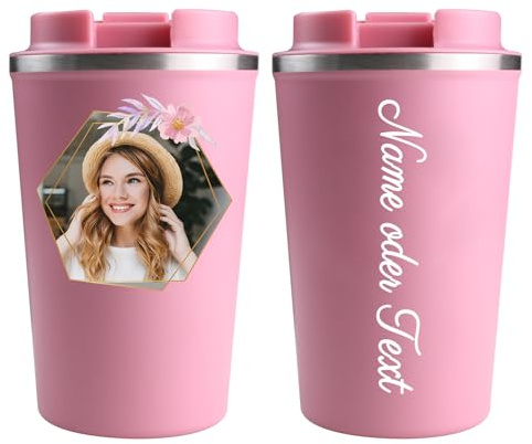 loongway Thermobecher Personalisiert mit Name und Foto Thermobecher Auslaufsicher 380ml Kaffeebecher to go Beste Freundin Geschenke Personalisierte Geschenke Frauen Geeignet für den Einsatz bei der