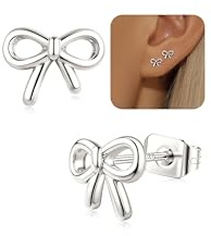 Adramata Sterling Silver Studs Earrings for Women Girls Flat Back Earrings | Hypoallergenic Flat Back Earrings Sterling Silver, Bow/Starfish Earrings for Women Kids Earrings, Present with Box