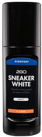 2GO Schuhcreme Weiß – Sneaker Pflege für weiße Schuhe – Farbauffrischung & Kratzer-Ausbesserung – Für alle Materialien – 75 ml mit Applikationsschwamm