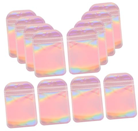 MUELODSIC Paquet Refermables pour Bijoux, Plastique Rose, Lot de 50 Pièces | Pochettes à Bijoux, Rangement pour Collier, Ouverture Facile, Étanches, Protègent L'humidité