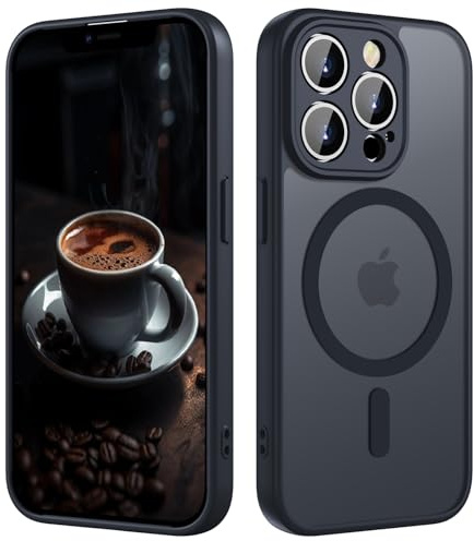 ORDA Magnetic for iPhone 15 Pro Max Case, Fit for MagSafe, [Full Camera Protection], [Shockproof] Slim Translucent Matte,Military-Grade Protection,Fingerprint Resistant -6.7 Black