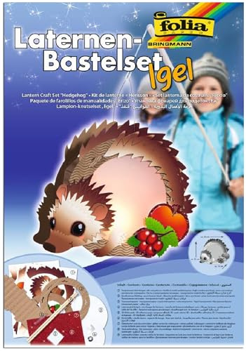 folia 94102 - Laternen Bastelset Igel, ca. 26 x 23 x 11 cm - Komplettset zur Erstellung einer wunderschönen Laterne !